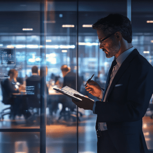 Corporate investigator conducting business fraud investigation - South Wales private detective corporate services